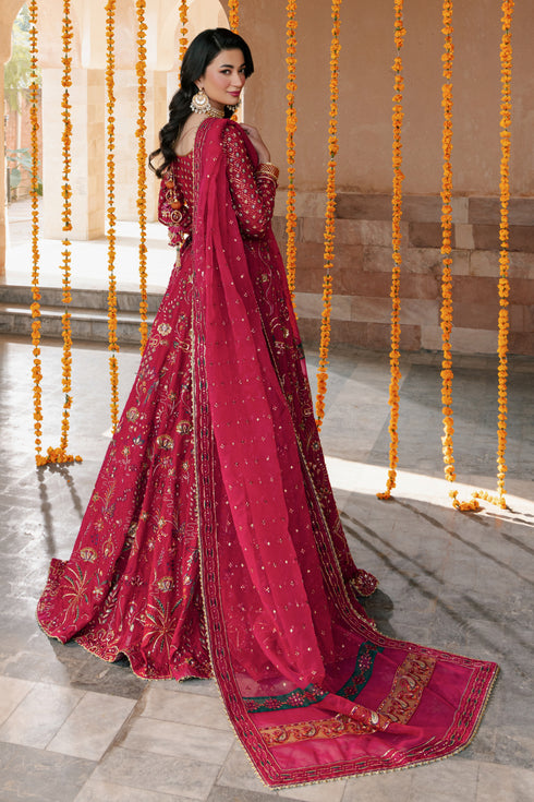 Back view of NAQSHI Nageen choli showing boat neckline, heavy sequin and textured thread embroidery, and cascading handmade tassels across back